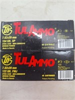 TULAMMO 7.62x39, one box 122GR FMJ,  one box