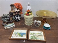 Ceramic canister, bear clock, Beam decanter,
