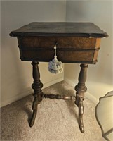 Amazing antique sewing table with sewing items