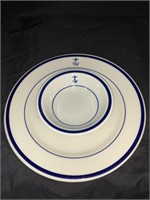 VINTAGE NAVY ANCHOR 10 “ PLATE & 5 “ BOWL