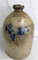 E. L. Farrar 2 gallon crock with cobalt painted