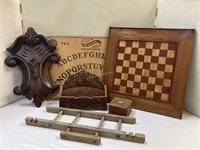 Wooden collectibles- Ouija & checker board,