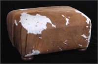 Holstein Cow Hide Ottoman with Pillows