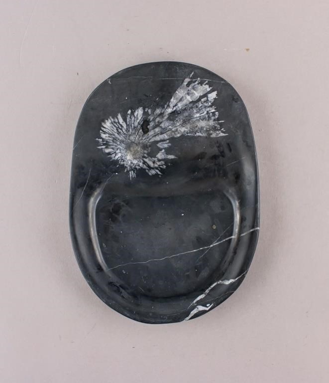 Chinese White Chrysanthemum Ink Stone