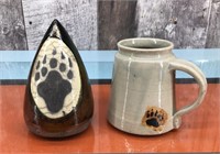 Signed bear paw rattle & mug