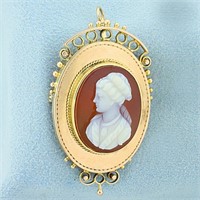 Vintage Cameo Pin or Pendant combination in 14K Ye