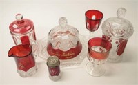 Collection vintage ruby glass commemorative glass