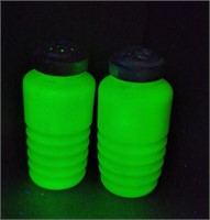 Vintage Jade Uranium Salt & Pepper Shakers