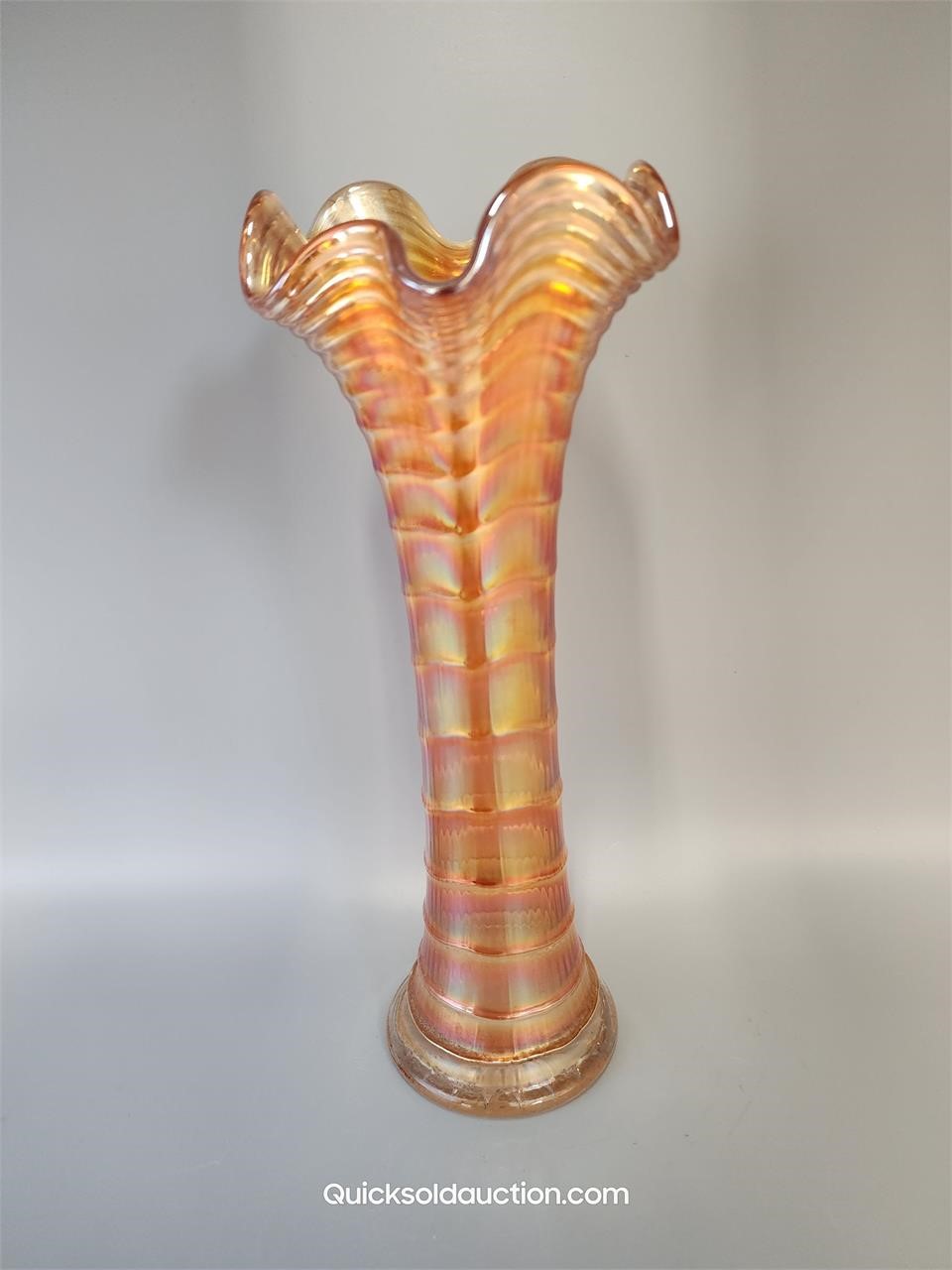 Carnival Antique Imperial Ripple Vase 10" H.