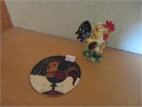 Stained glass rooster, rooster statue