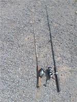 2 FISHING POLE AND REELS SEE DESCRIPTION