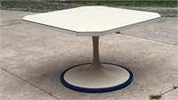 Aluminum Hour Glass Table Base and Top Blue White