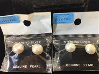 2- pairs of Sterling Pearl earrings