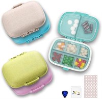 (N) 5 Pack Travel Pill Organizer 8 Compartments Ea