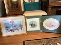 3 FRAMED P BUCKLEY MOSS PRINTS: AT THE BEACH 411/