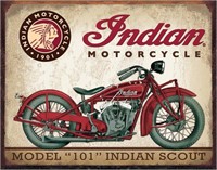 Indian Scout Motorcycle Tin Sign