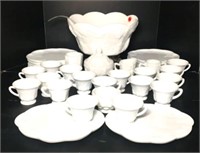 Milk Glass Punch Bowl, Snack Sets & More