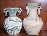 Carved Terra Cotta Vases (lot of 2)