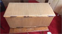 Wooden Cloth  Covered Storage Box 27x12x12”