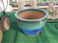 Turquoise ceramic planter