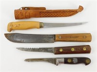 4 Vintage Knives - Rapala Filet Knife with