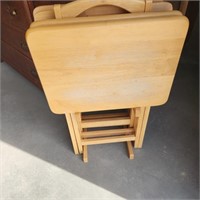 TV Trays w/ Wood Stand - set of 4, some scratches