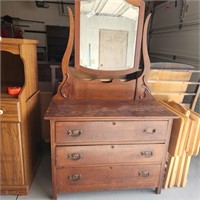 Vintage 3 Drawer Dresser w/ Swinging Mirror