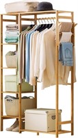 Ufine Bamboo Garment Rack 6 Tier Storage Shelves