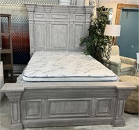 Queen Size Grey Coastal Grey Wash bed frame