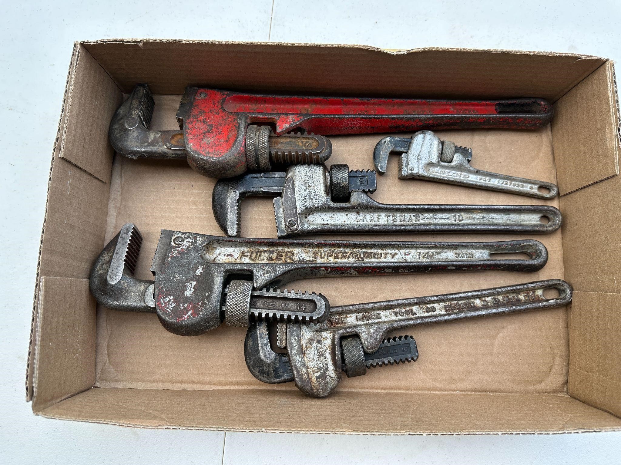 Lot Of 5 Pipe Wrenches Fuller Rigid Craftsman