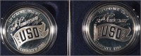 (2) 1991 USO Proof Silver Dollars
