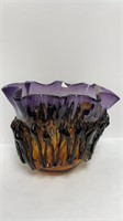 Large heavy blown Art Glass Vase (amber/amethyst)