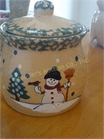 Snowman design cookie jar