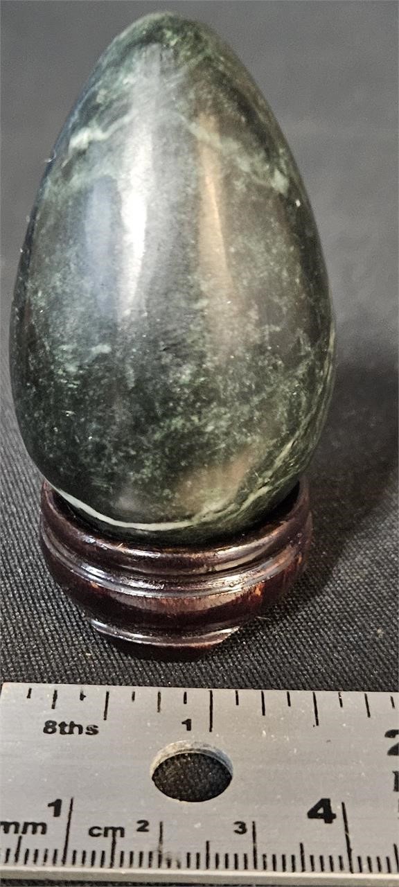 white green moss agate egg