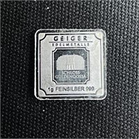 1 gram Silver Bar - Geiger Edelmetalle