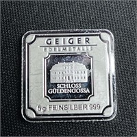 5 gram Silver Bar - Geiger Edelmetalle