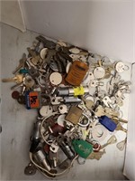 An assortment of miscellaneous keys and locks