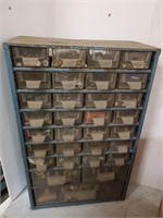 2 metal Small Parts  cabinets, Raaco and Akro Mils