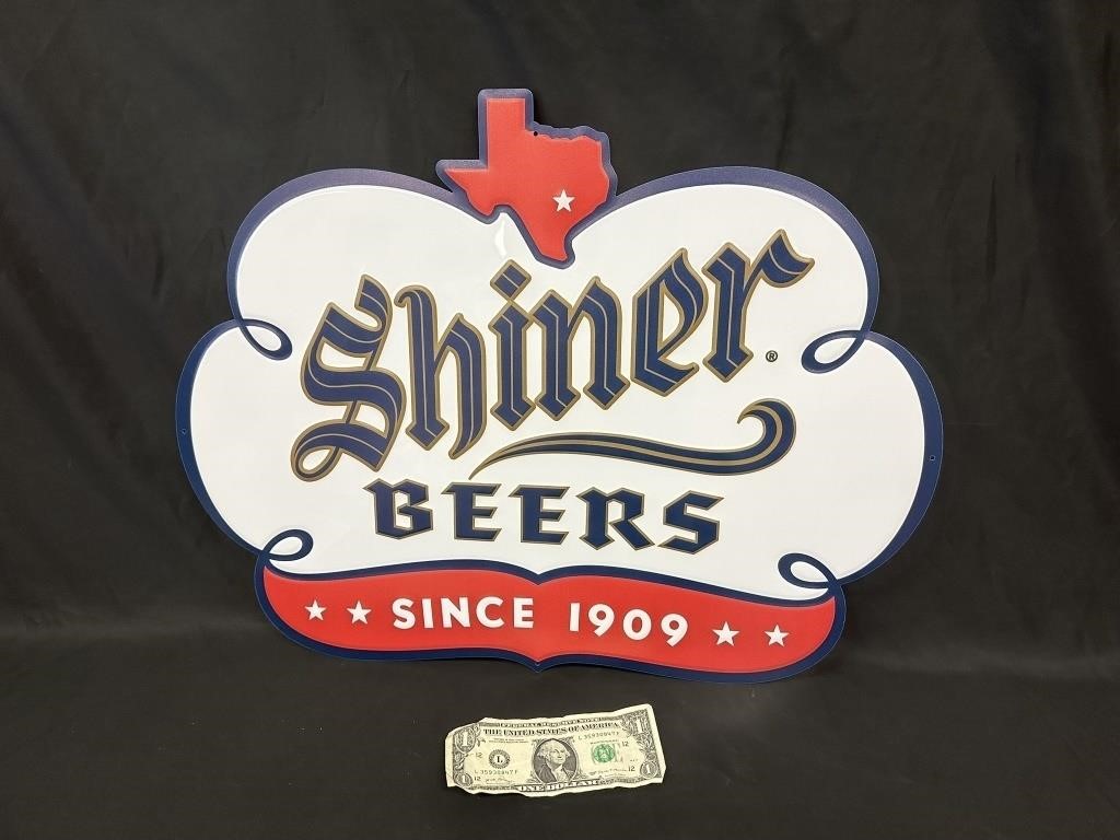 Shiner Beer Metal Advertisement Sign - New Cond.