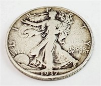 1937-S WALKING LIBERTY SILVER HALF DOLLAR COIN