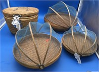3 Food Serving Tent Baskets + 60’s Japanese