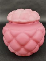 Consolidated Quilted Rose Satin Glass Lidded Jar