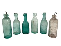 6 Early Pennsylvania Glass Bottles