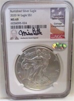 2020 BURNISHED SILVER EAGLE NGC MS69 MIKE CASTLE