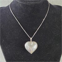 Sterling Silver Puffed Heart Pendant on a Chain,