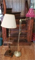 Vtg. Brass & Wooden Floor Lamps