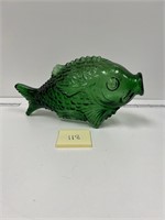 Vintage MCM whiskey emerald green fish decanter