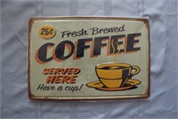 Retro Tin Sign: Fresh Brewed Coffee