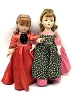(2) Vintage Dolls 14” 
(No apparent markings)