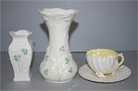 Three various Belleek tableware pieces